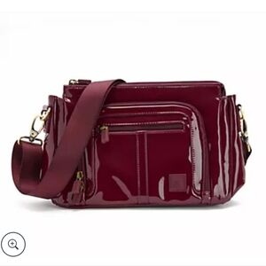 IHKWIP Conquer The Day Convertible Crossbody, Patent Merlot